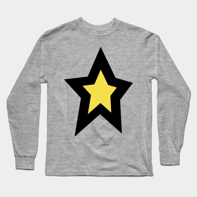 Yellow Star Thick Black Line Long Sleeve T-Shirt by ellenhenryart